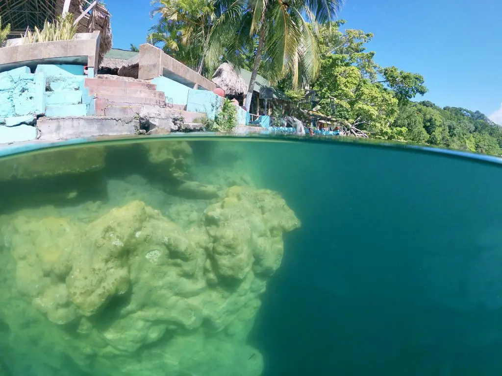 Nadar en el Cenote Azul, Bacalar.