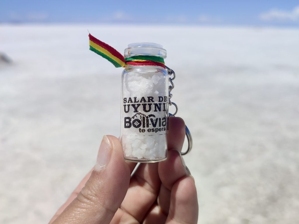 Botellita de sal recuerdo de Uyuni.