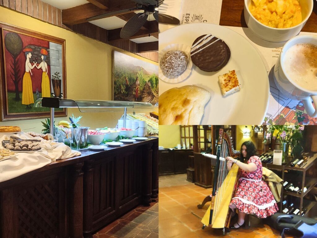 Desayuno acampao del Hotel Santa Cruz.